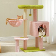 90cm Cat Tree with Scratching Post, Dangling Bell Ball,Spacious Top Bed, Hammock