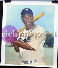 Jackie Robinson LA Dodgers MLB Baseball Art Original Oil Painting 1