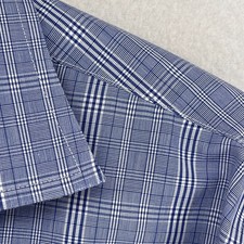 BROOKS BROTHERS Shirt Men 17-33 Glen Plaid Button Up Non Iron Supima Cotton Blue