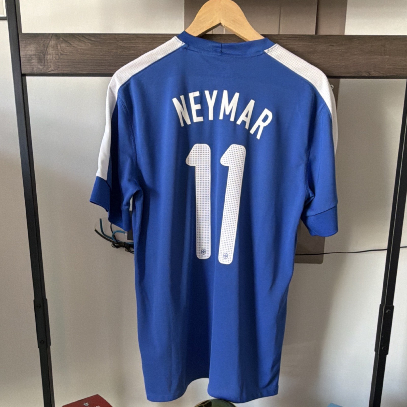Brazil 2013 National Team Neymar Jr. #11 Soccer Jersey Blue White Size L