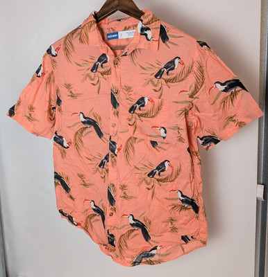 Old Navy Hemd lachsrosa Tukan Vogel Print Neuheit Large