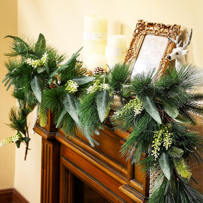 6 Ft Artificial Mixed Eucalyptus and Pine Christmas Garland with Seeded Winter G