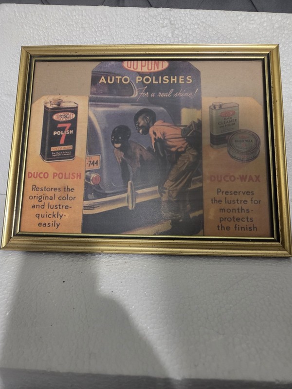 Vintage 1944 Gold/Black Wood 11x14 Landscape Frame w/ DuPont DUCO Ad Print