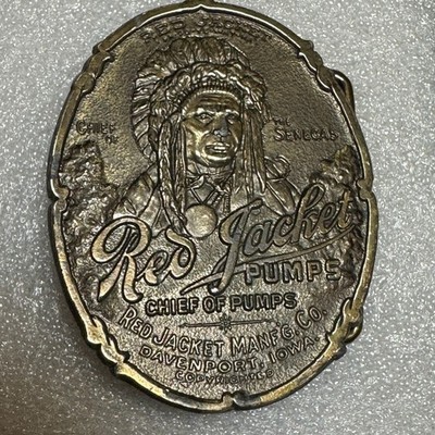 Vintage Red Jacket Pumps Chief of Seneca Belt Buckle Metal