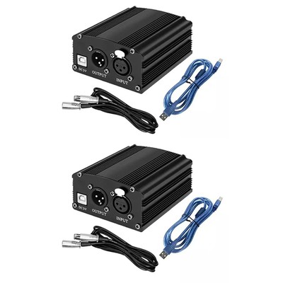 2X 1-Kanal-48-V-Phantomspeisung mit 3-Poligem XLR-Mikrofonkabel für Kondens3920