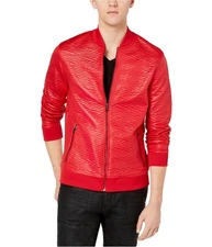 I.N.C Mens Jacquard Jacket, Red, Small