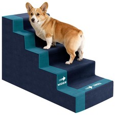 Dog Stairs for Bed, Extra Wide 5-Step Dog Steps for High Bed, High-Density Fo...