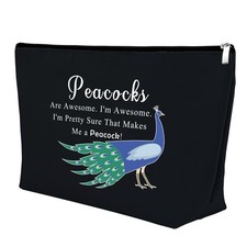 Mxrymvu Peacock Makeup Bag Theme for Women Inspirational Black