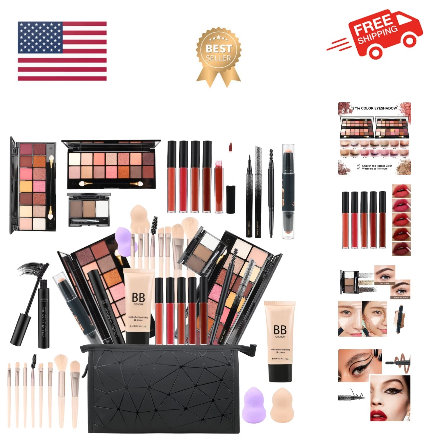 All in One Makeup Gift Set for Women Full Kit for2x14-color eyeshadow palette...
Opens in a new wind