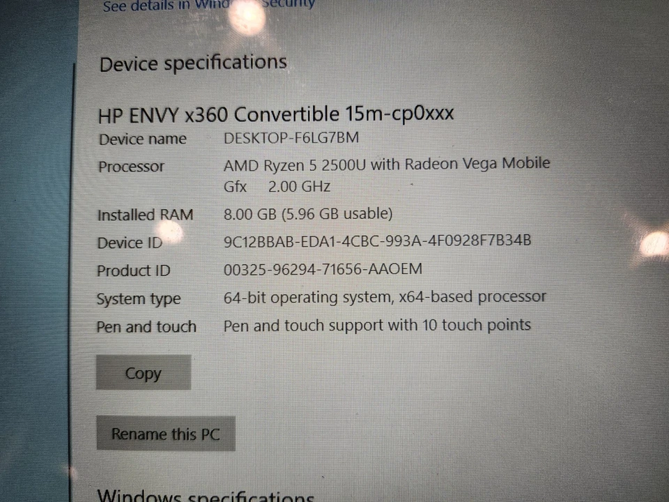 Ноутбук HP Envy x360 15 M 2-в-1 сенсорный 15 дюймов 8 Гб Win 10 домашний 2,0 ГГц Radeon Vega - Изображение 3 из 4