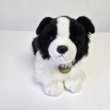 Miyoni Aurora Plush Border Collie Dog Stuffed Animal Black White 10"