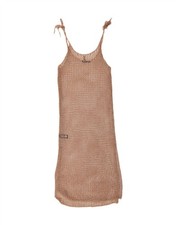 ZARA Womens Sleeveless Crochet Tunic Dress UK 12 Medium Beige Polyester PW13