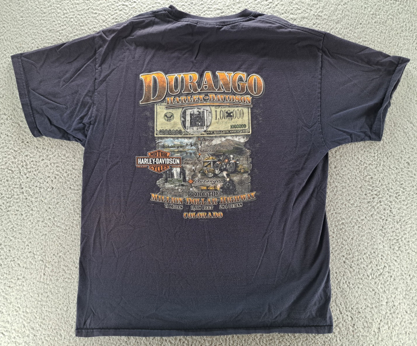 Harley Davidson Durango Colorado T-Shirt Mens Large Million Dollar Highway 2011