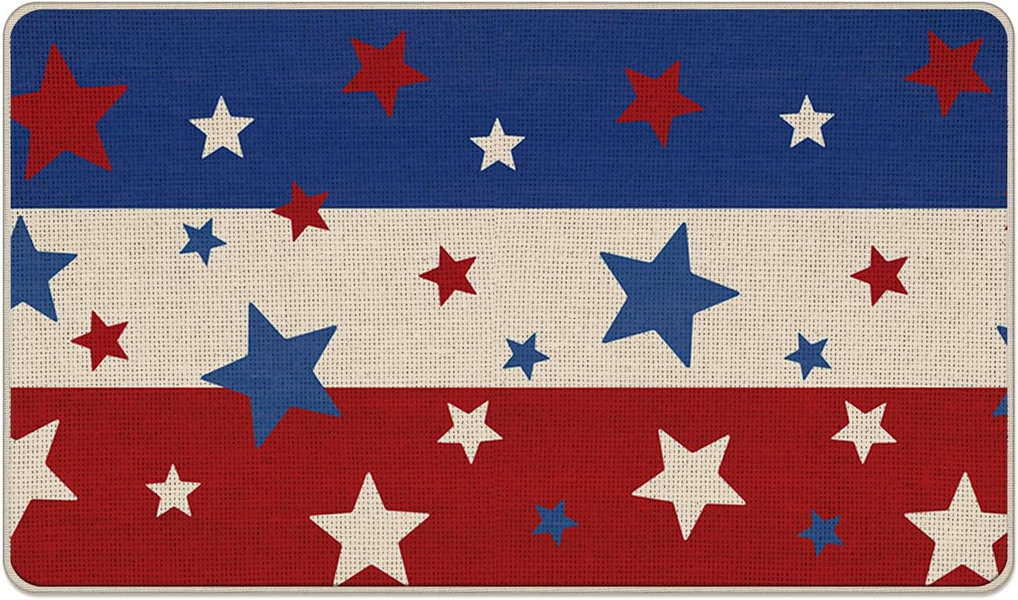 4Th of July Patriotic Decorative Front Door Mat, America USA Stars Doormat Indoo