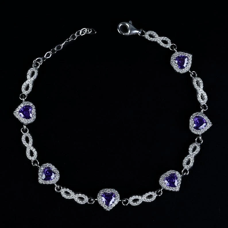 Tennisarmband Damen Silber Infinity Herz Amethyst - Bild 2 von 4