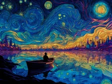 Pop Art Starry Night Landscape Home Decor Wall Art Poster Prints Painting 220