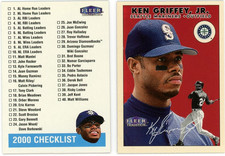 KEN GRIFFEY JR (Lot of 2) 2000 Fleer Tradition Glossy Base + Checklist #49/222