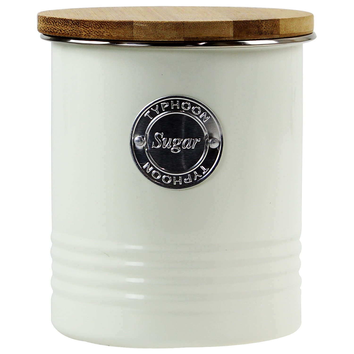 Sugar Canister Vintage Cream Metal Tin Labelled Airtight Lid Storage Organiser