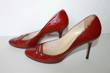 JIMMY CHOO London Red Crocodile Embossed Patent Leather Heels Pumps Italy Sz 40