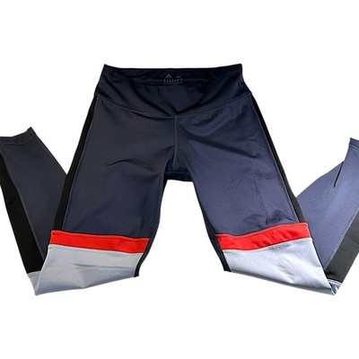 Reebok Womens Medium Athletic Leggings Navy Blue Gray Red Colorblock Workout