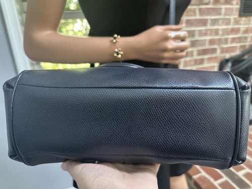 New Coach Minetta Grossgrain Leather Satchel Crossbody Midnight Blue Bag $325 - Picture 6 of 17