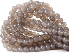 45PCS 8Mm Smooth Surface Grey Agate round Loose Beads Energy Stone for Jewelry M