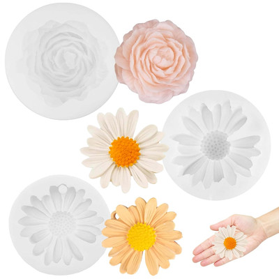 Stampi in Silicone per Resina Fiore, Set da 2 Pezzi, Modelli 3D di Fiore di Marg