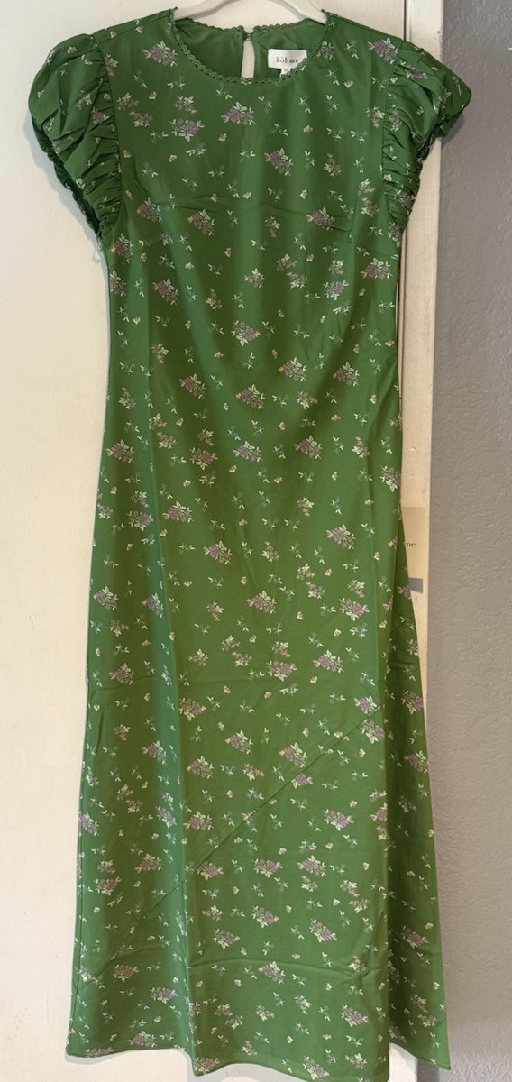 Bohme Ellianna Floral Maxi Dress in Green Size Medium | eBay