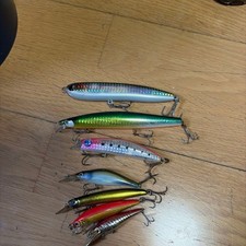 Lures, hook set, minnow plug, 7 piece set, hook size 6, one , size 8, one , 2