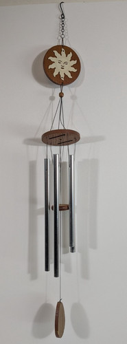 Wooden Sunburst Sun Tubular Wind Chime Gardening Home Decor Great Sound