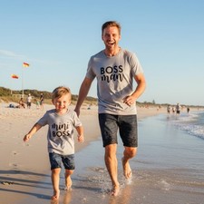 Boss Man Mini Boss Matching Daddy Son Shirt Tee Bodysuit Fathers Day Dad Gift