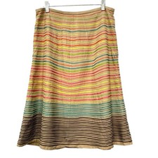 BCBG Maxazria Collection Tan Multicolor Silk A-line skirt size 6