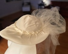 Vintage 70 s Bridal Hat And The Veil With Pearls