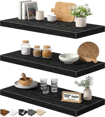 10'' Deep Floating Shelves for Wall - 10 x 24 inch Book Shelf Bathroom Bedroom