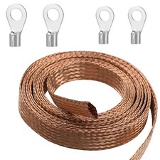 Flat Copper Braid Cable,4mm Braided Width: 4mm 0.16" ,