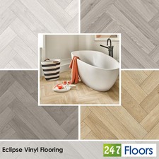 Herringbone Parquet Effect Vinyl Flooring Lino Kitchen Bathroom Only £9.25m²