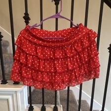 Girls Red Polka Dot Ruffle Layered Skort M 95 Polyester 5 Elastane