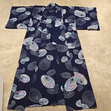 Cotton Full Length Hand Sewn Black Swirl Japanese Kimono