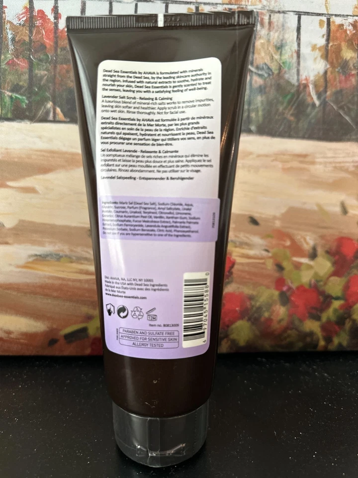 Dead Sea Essentials AHAVA Lavender Salt Scrub Exfoliator Relaxing 7.5 Oz Sealed - Image 2 of 4