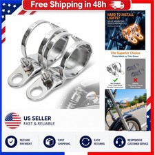 Universal Motorcycle Turn Signal Brackets White Front Fork Mount Pair 30-45mm
