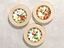 3 X Dolls House Miniature  Clocks  Real Glass and wood  1.8cm  1/24 light house