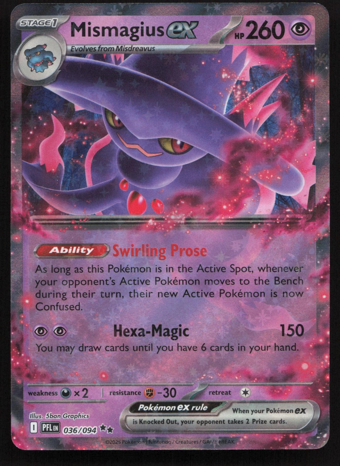 Mismagius ex 036/094 PFL Phantasmal Flames Pokémon - NM
