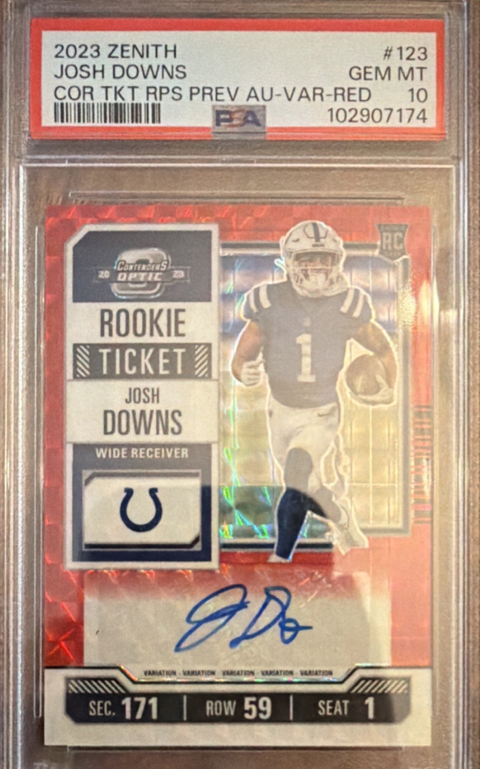 Josh Downs Panini Zenith Contenders Optic Rookie Ticket Rps Preview Autographs #123 Base