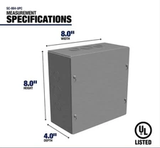 NEW! Southwire NEMA 1 Steel Electrical Junction Box 8x8x4 Indoor