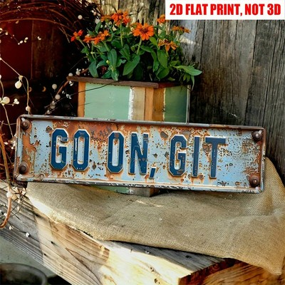 #ad Vintage Go On Git Wall Decor Street Signs Bar Metal Tin Signs Front Door 16x4in $9.93