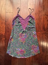 Vintage Victoria  s Secret Gold Label Slip Dress Lingerie Paisley Floral Lace M
