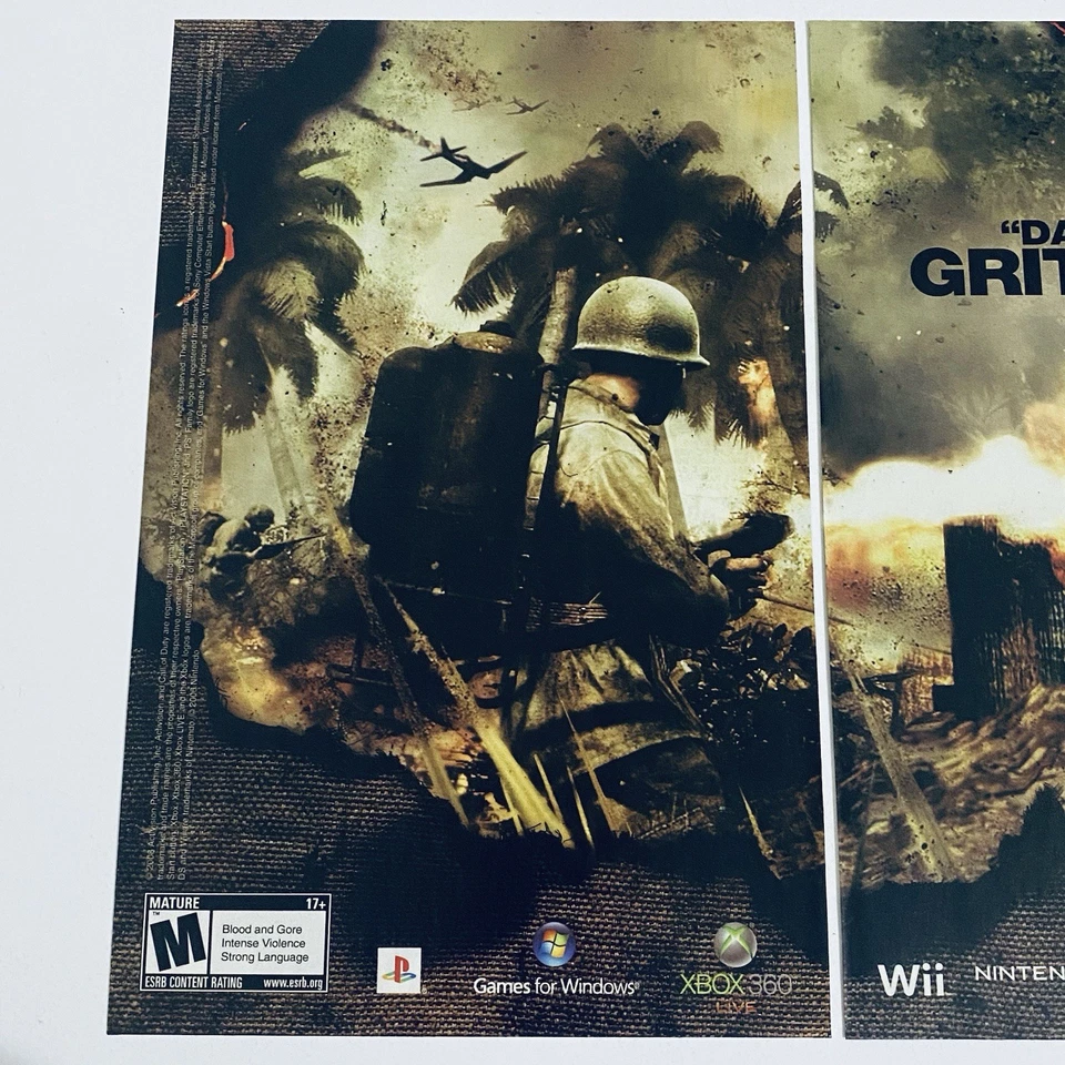 Call of Duty World at War промо-плакат игры Xbox 360 2000-е редкая печатная реклама - Изображение 2 из 4