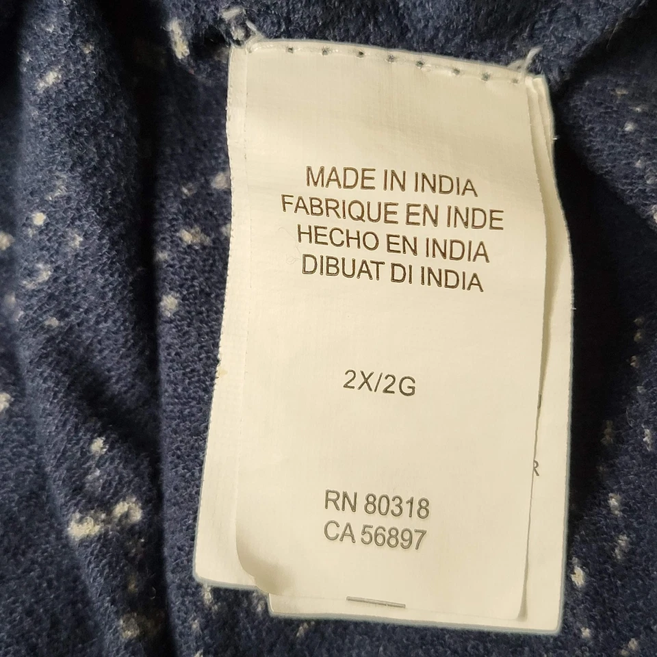 Lucky Brand Women Blouse 2X/2G Navy Tunic Geometric Scoop Neck Pullover - Image 4 of 4