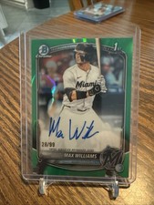 2025 1st Bowman Draft Chrome Green Ref Max Williams Auto 28/99 RC SP Marlins
