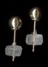 New 14K Fine Solid Yellow Gold 4mm Round Bead Ball Stud Earrings lb